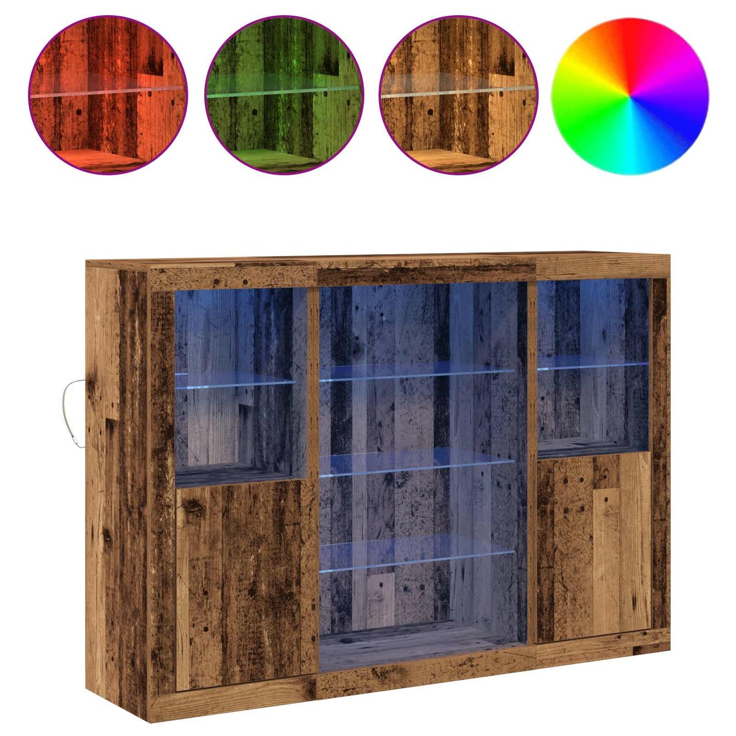 vidaXL LED Sideboard Old Wood 142.5 x 37 x 100 cm Engineered Wood