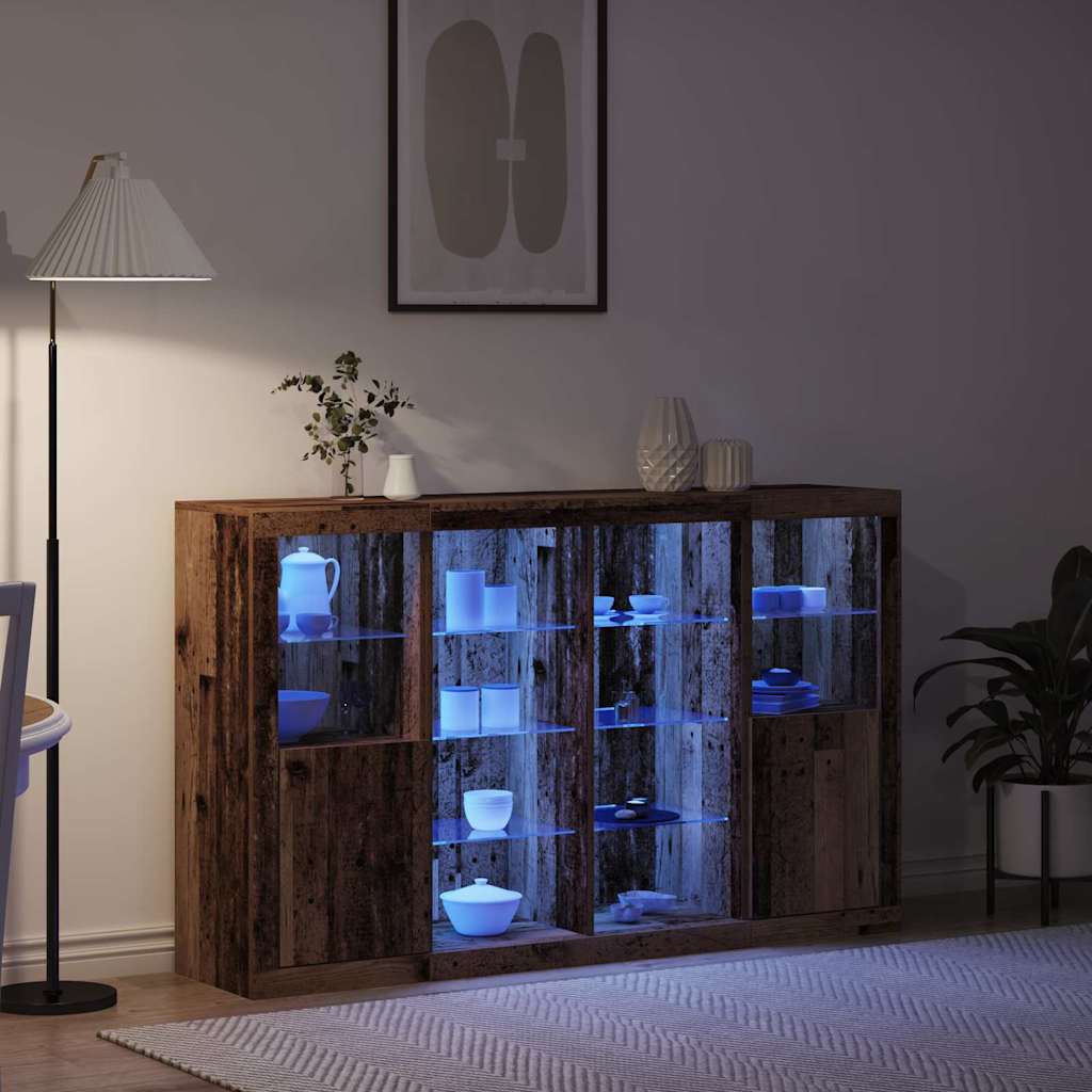 vidaXL LED Sideboard Old Wood 163 x 37 x 100 cm Engineered Wood