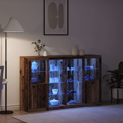 vidaXL LED Sideboard Old Wood 163 x 37 x 100 cm Engineered Wood