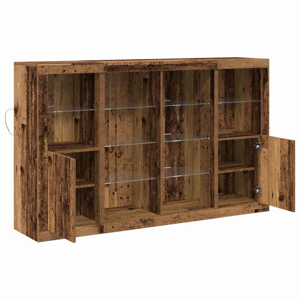 vidaXL LED Sideboard Old Wood 163 x 37 x 100 cm Engineered Wood