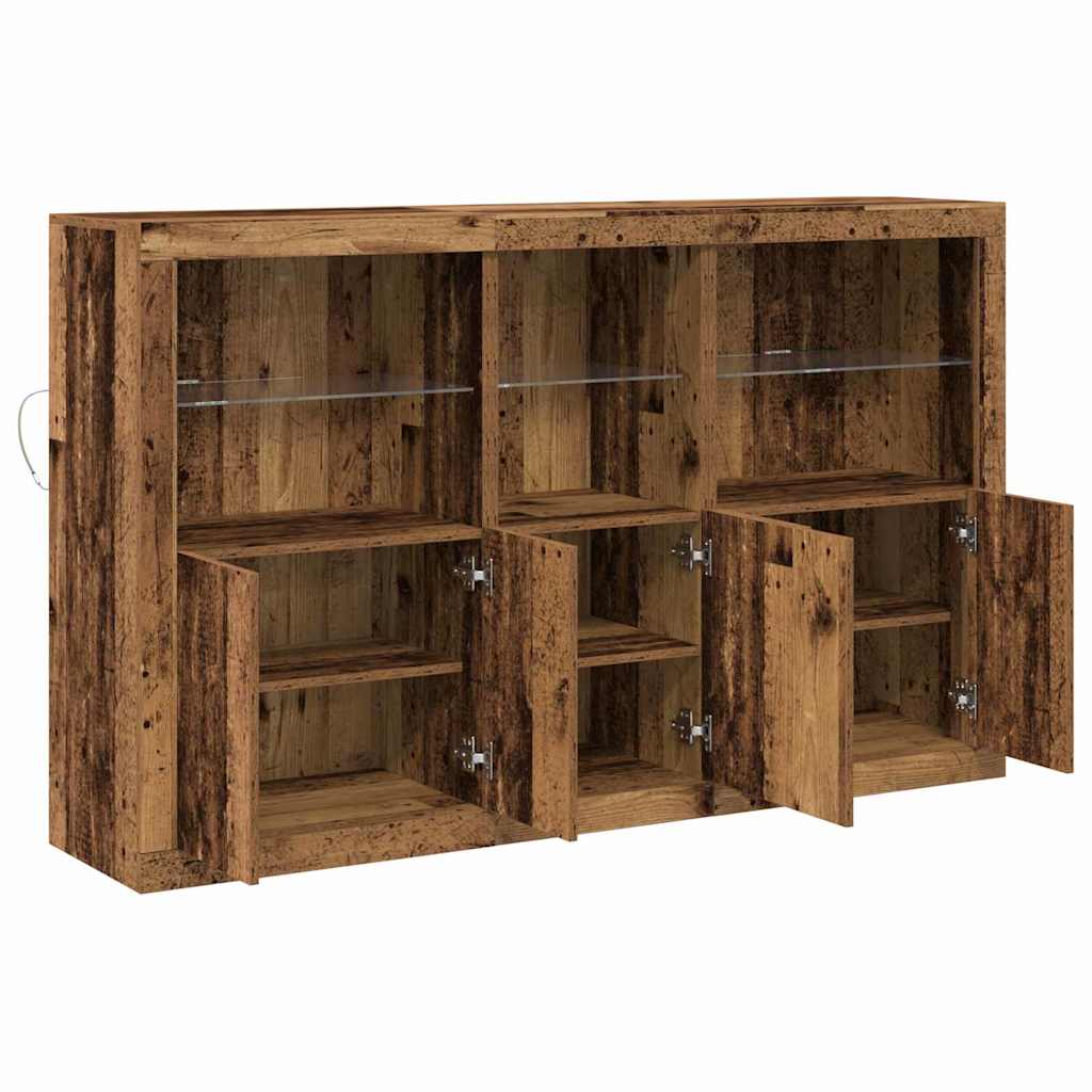 vidaXL LED Sideboard Old Wood 162 x 37 x 100 cm Engineered Wood