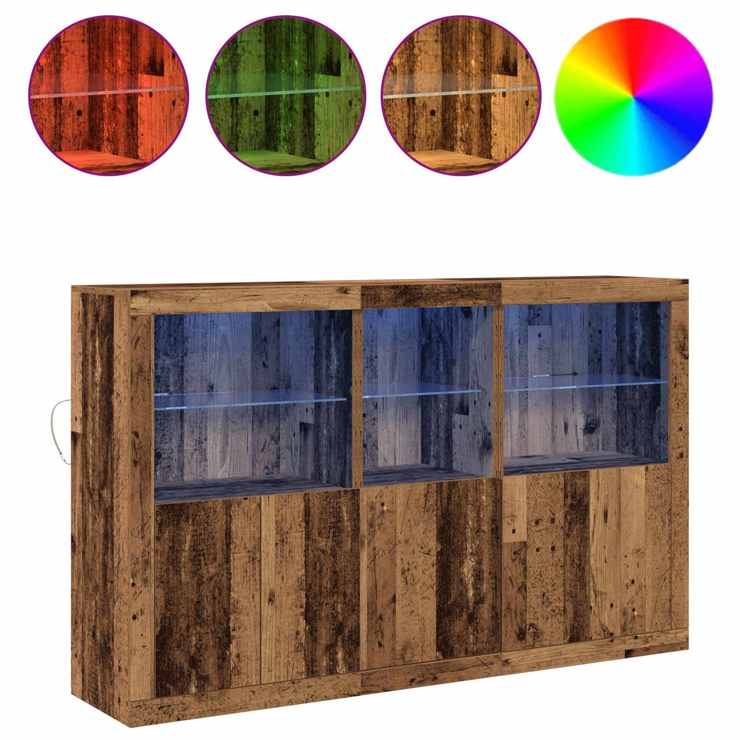 vidaXL LED Sideboard Old Wood 162 x 37 x 100 cm Engineered Wood