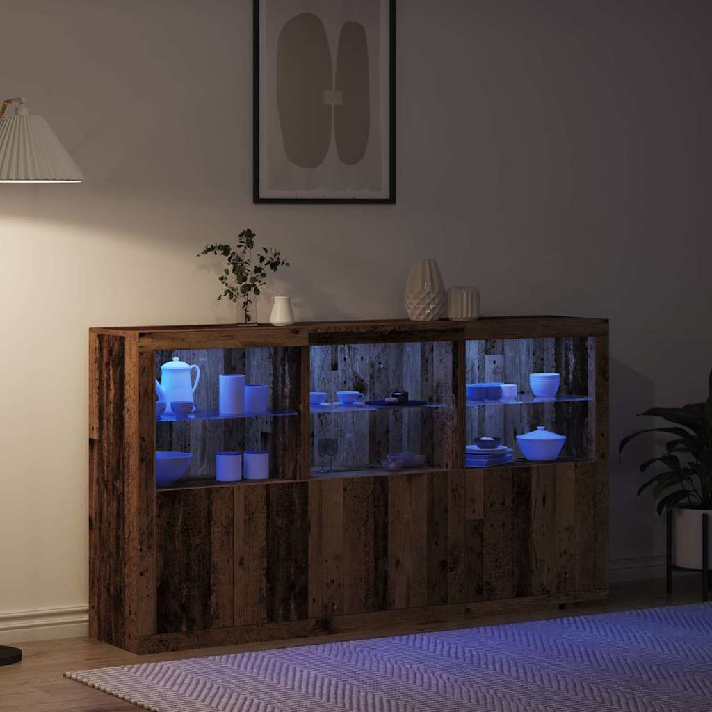 vidaXL LED Sideboard Old Wood 181.5 x 37 x 100 cm Engineered Wood