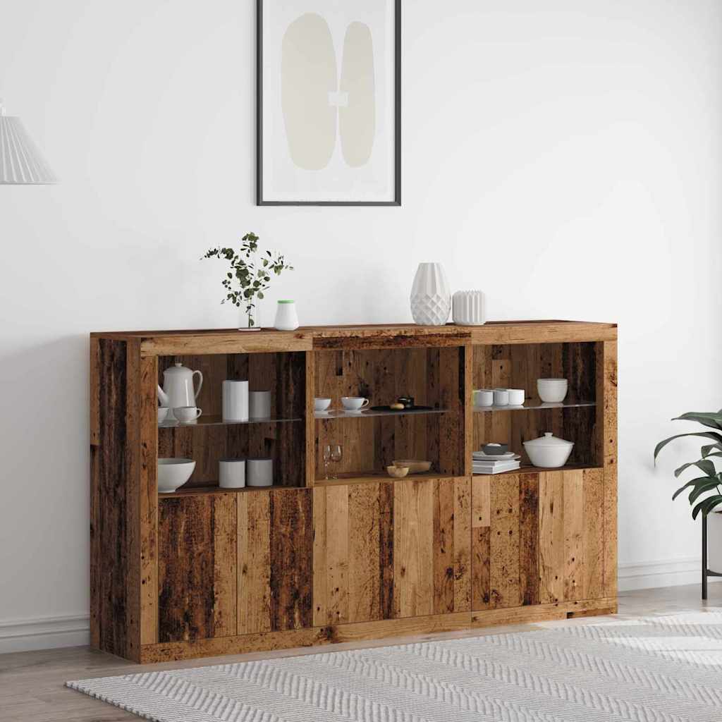 vidaXL LED Sideboard Old Wood 181.5 x 37 x 100 cm Engineered Wood