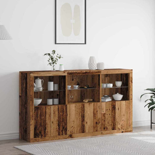 vidaXL LED Sideboard Old Wood 181.5 x 37 x 100 cm Engineered Wood