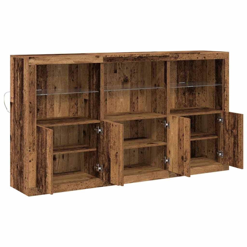 vidaXL LED Sideboard Old Wood 181.5 x 37 x 100 cm Engineered Wood
