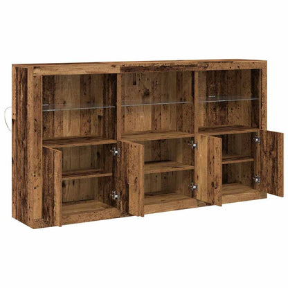 vidaXL LED Sideboard Old Wood 181.5 x 37 x 100 cm Engineered Wood
