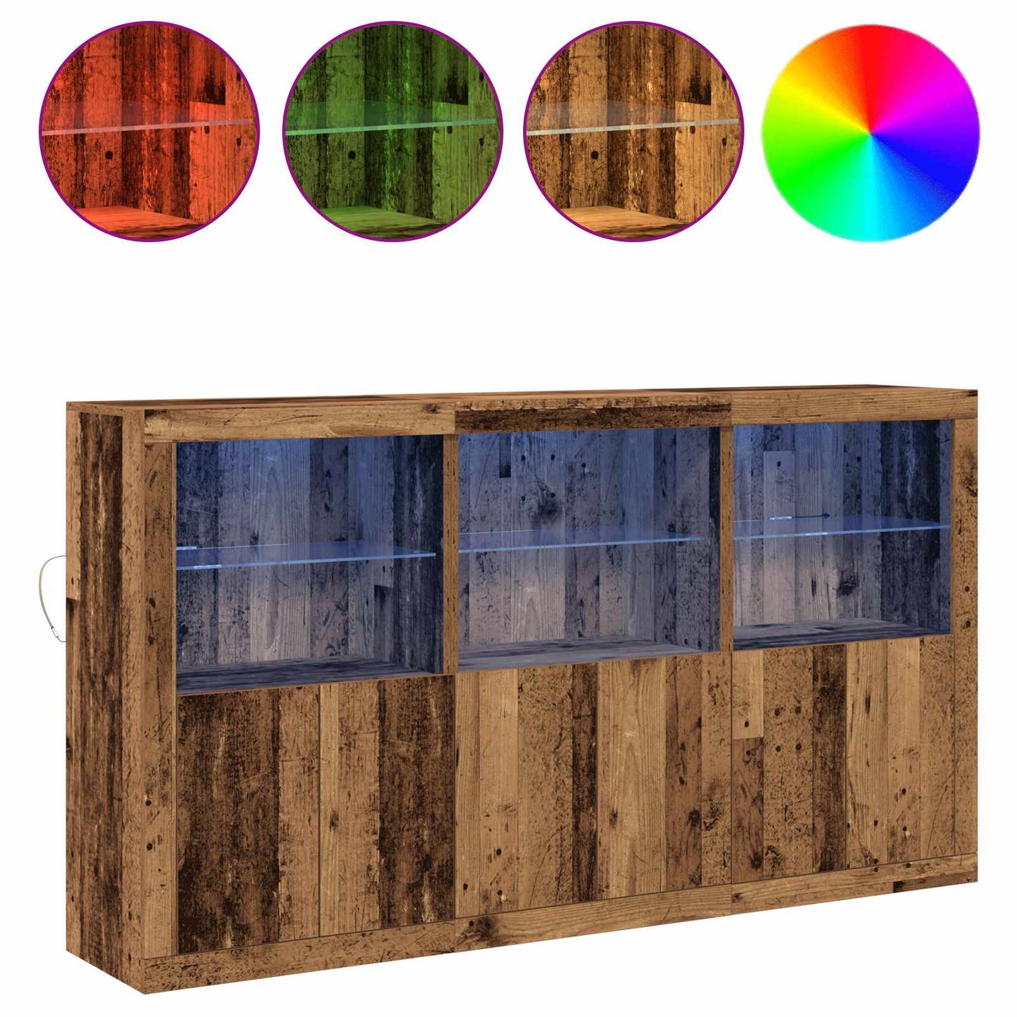 vidaXL LED Sideboard Old Wood 181.5 x 37 x 100 cm Engineered Wood