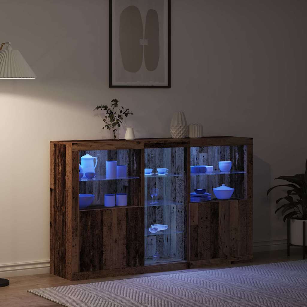 vidaXL LED Sideboard Old Wood 162 x 37 x 100 cm Engineered Wood