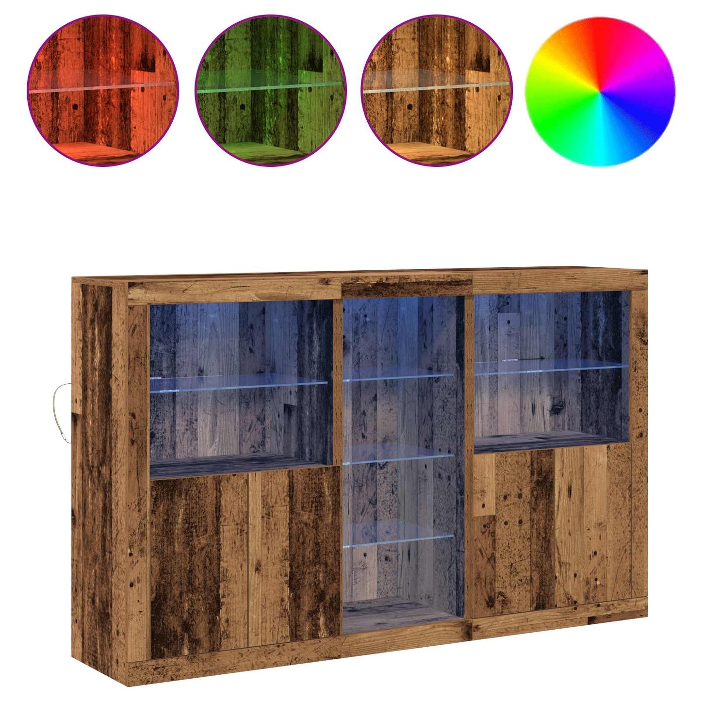 vidaXL LED Sideboard Old Wood 162 x 37 x 100 cm Engineered Wood