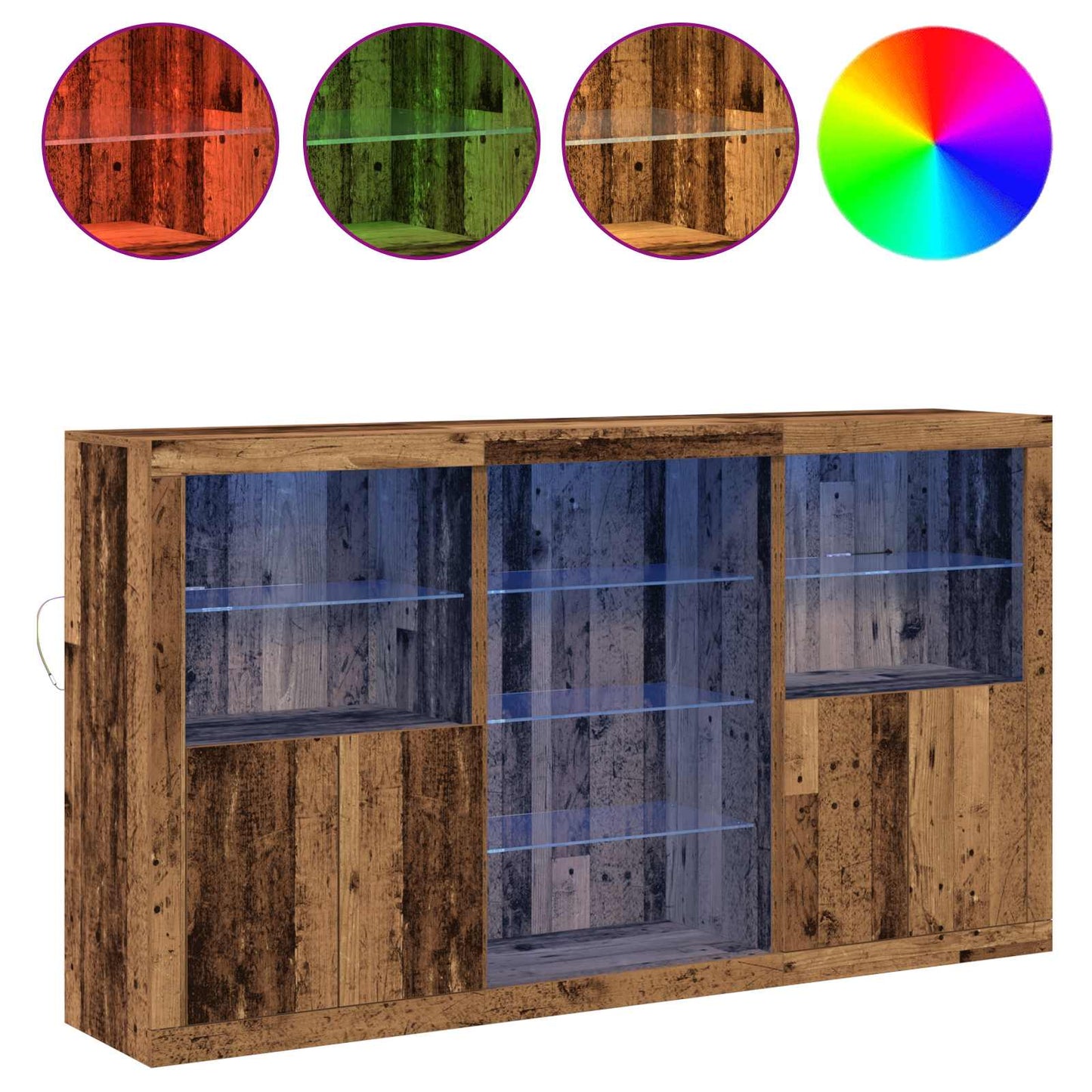 vidaXL LED Sideboard Old Wood 181.5 x 37 x 100 cm Engineered Wood