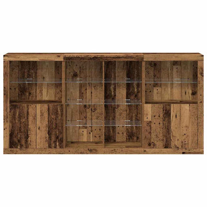 vidaXL LED Sideboard 3 pcs Old Wood 202 x 37 x 100 cm Engineered Wood