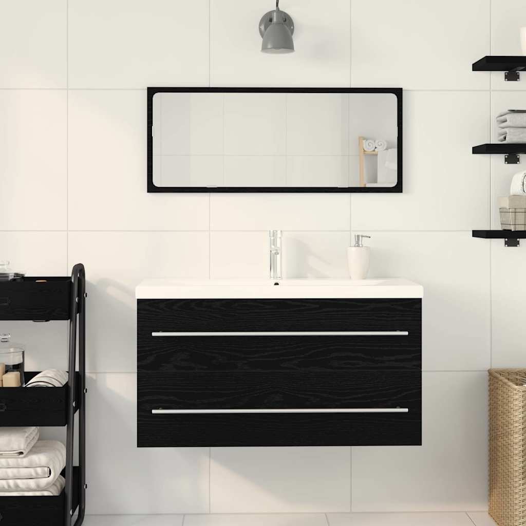 vidaXL Bathroom Sink Cabinet with Drawer Wall-mounted 3 pcs Black Oak