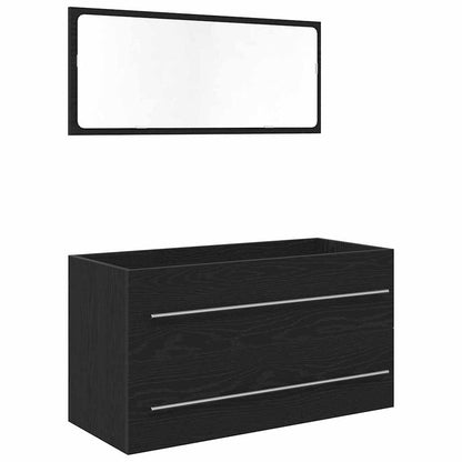 vidaXL Bathroom Sink Cabinet with Drawer Wall-mounted 3 pcs Black Oak
