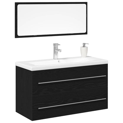 vidaXL Bathroom Sink Cabinet with Drawer Wall-mounted 3 pcs Black Oak