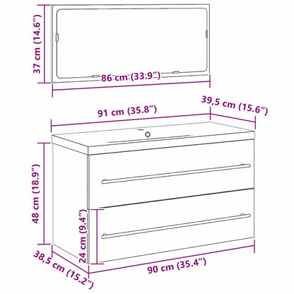 vidaXL Bathroom Sink Cabinet with Drawer Wall-mounted 3 pcs Black Oak