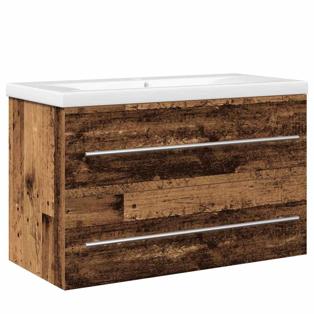 vidaXL Bathroom Sink Cabinet 2 pcs Old Wood 80 x 38.5 x 48 cm