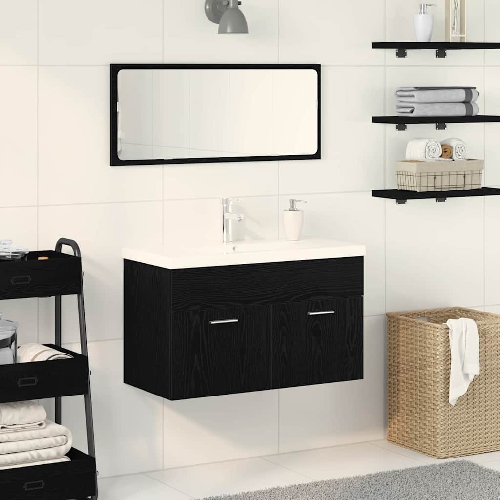 vidaXL Bathroom Cabinet Black Oak 80 x 38.5 x 46 cm Engineered Wood