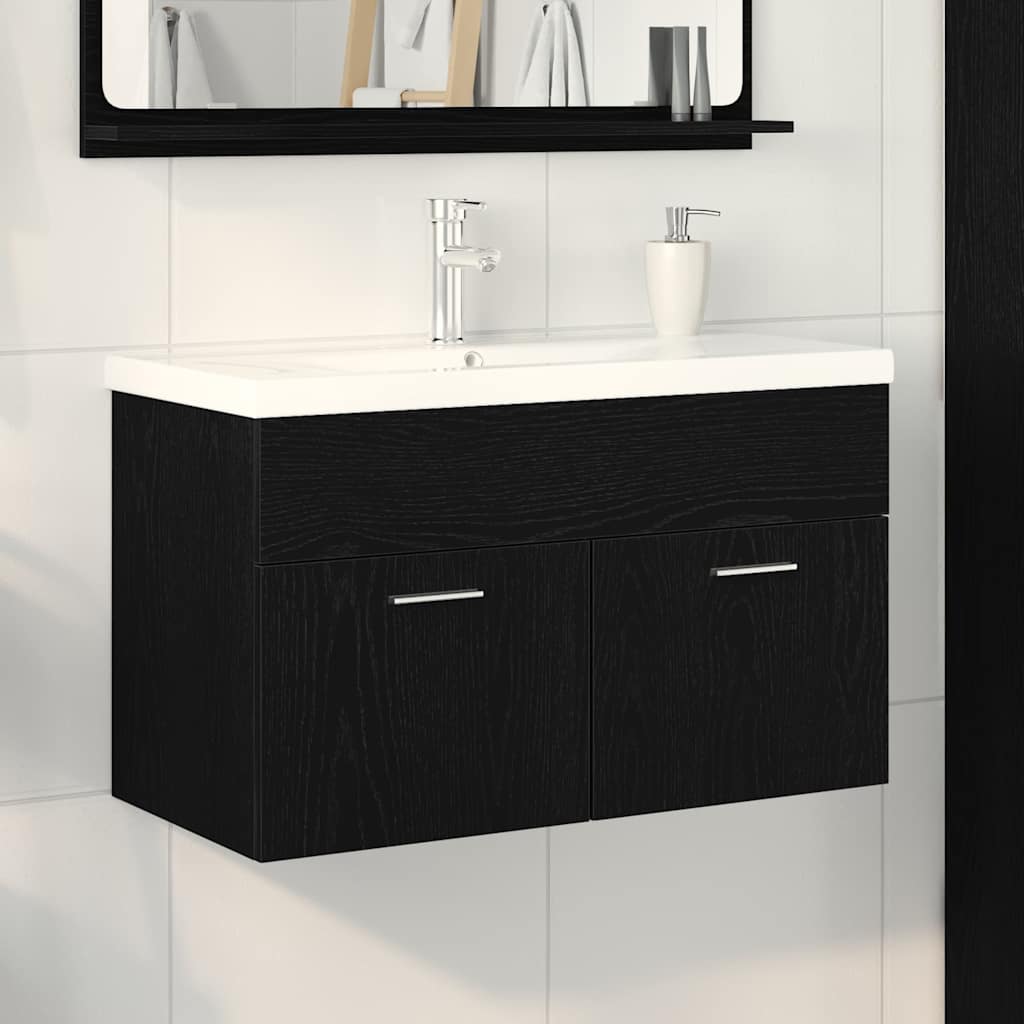 vidaXL Bathroom Cabinet Black Oak 80 x 38.5 x 46 cm Engineered Wood
