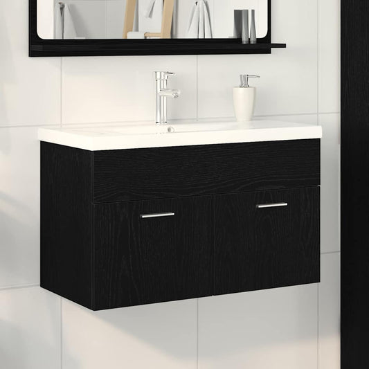vidaXL Bathroom Cabinet Black Oak 80 x 38.5 x 46 cm Engineered Wood