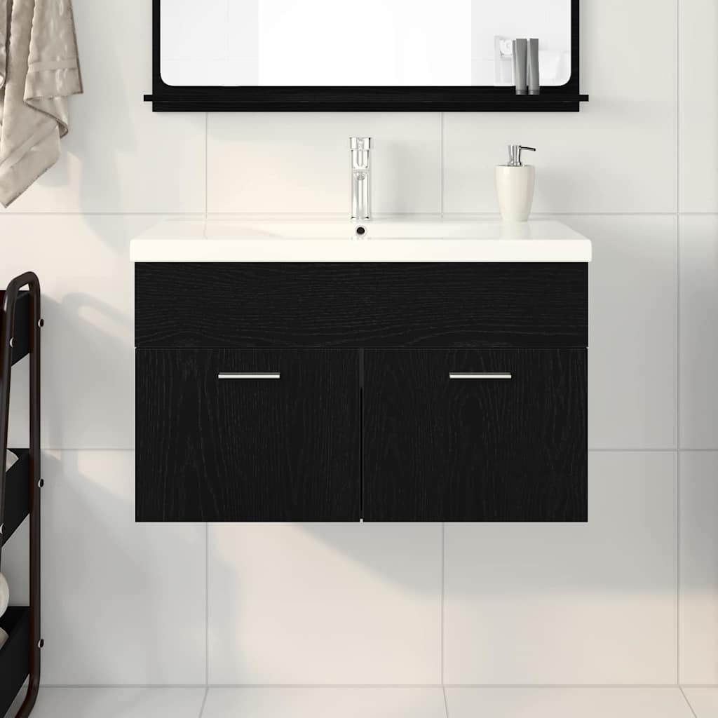 vidaXL Bathroom Cabinet Black Oak 80 x 38.5 x 46 cm Engineered Wood