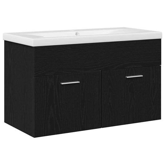 vidaXL Bathroom Cabinet Black Oak 80 x 38.5 x 46 cm Engineered Wood