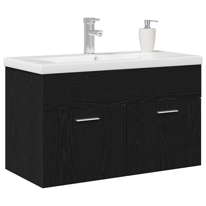 vidaXL Bathroom Cabinet Black Oak 80 x 38.5 x 46 cm Engineered Wood