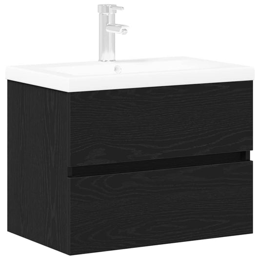 vidaXL Bathroom Sink Cabinet Black Oak 60 x 39 x 62 cm Engineered Wood