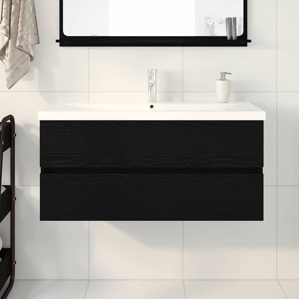 vidaXL Bathroom Sink Cabinet Black Oak 100 x 39 x 62 cm