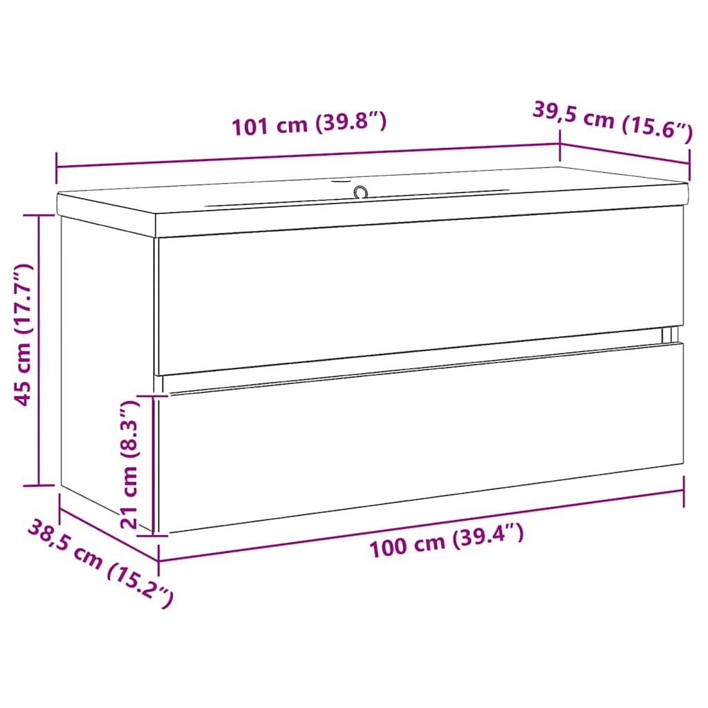 vidaXL Bathroom Sink Cabinet Black Oak 100 x 39 x 62 cm