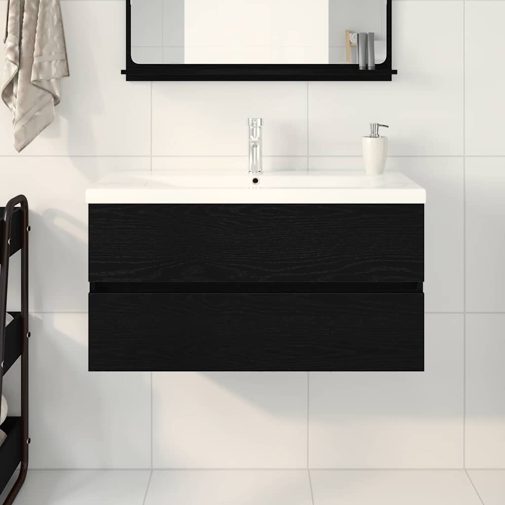 vidaXL Bathroom Sink Cabinet Black Oak 90 x 39 x 62 cm Engineered Wood