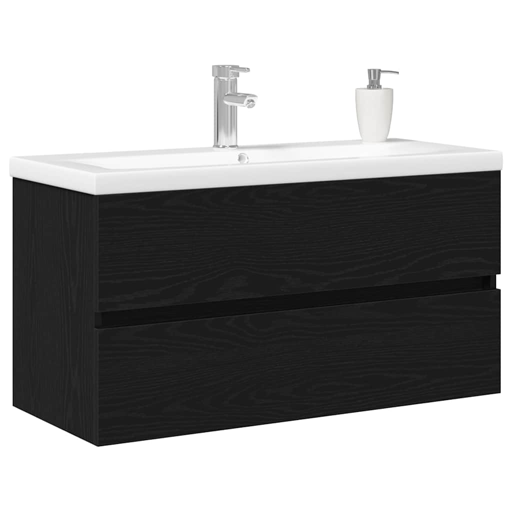 vidaXL Bathroom Sink Cabinet Black Oak 90 x 39 x 62 cm Engineered Wood