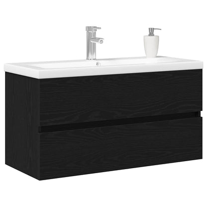 vidaXL Bathroom Sink Cabinet Black Oak 90 x 39 x 62 cm Engineered Wood