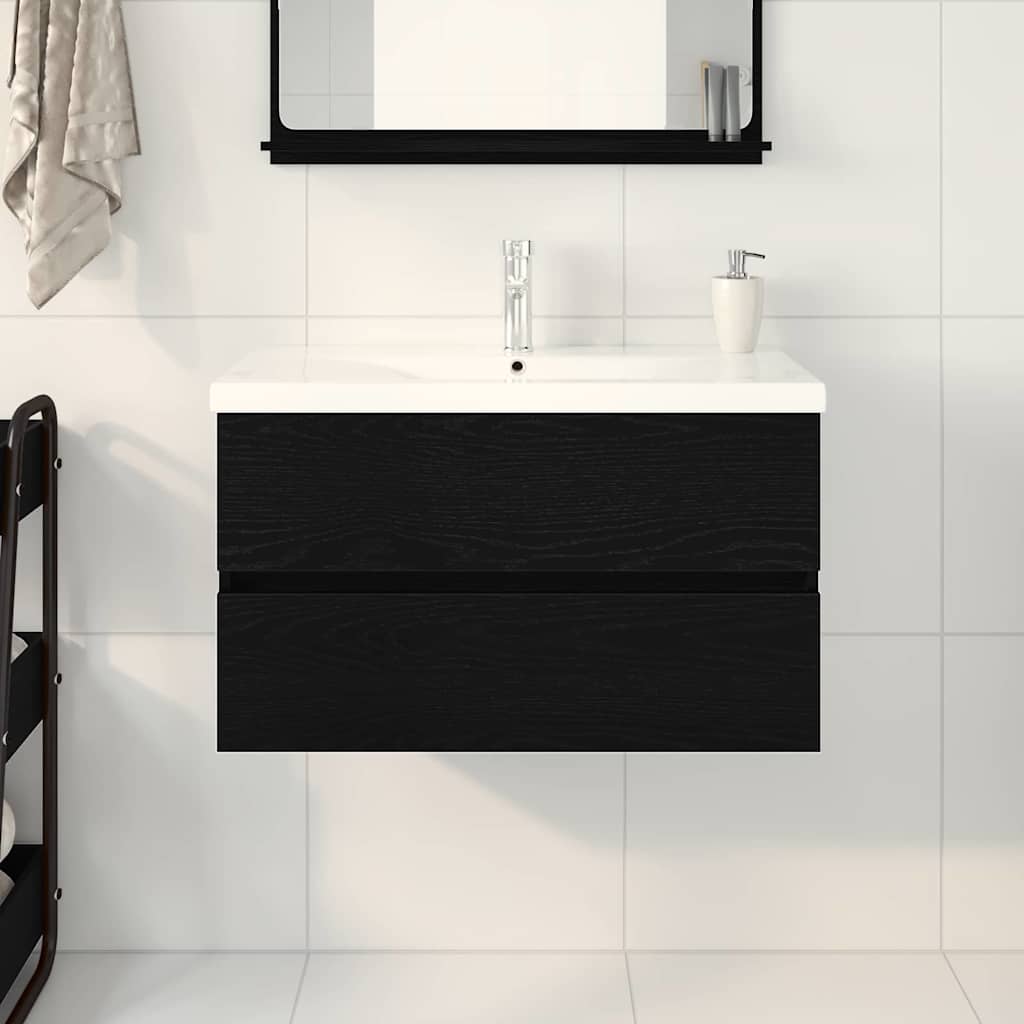 vidaXL Bathroom Sink Cabinet Black Oak 80 x 39 x 62 cm Engineered Wood