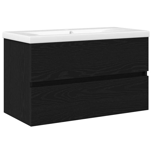 vidaXL Bathroom Sink Cabinet Black Oak 80 x 39 x 62 cm Engineered Wood
