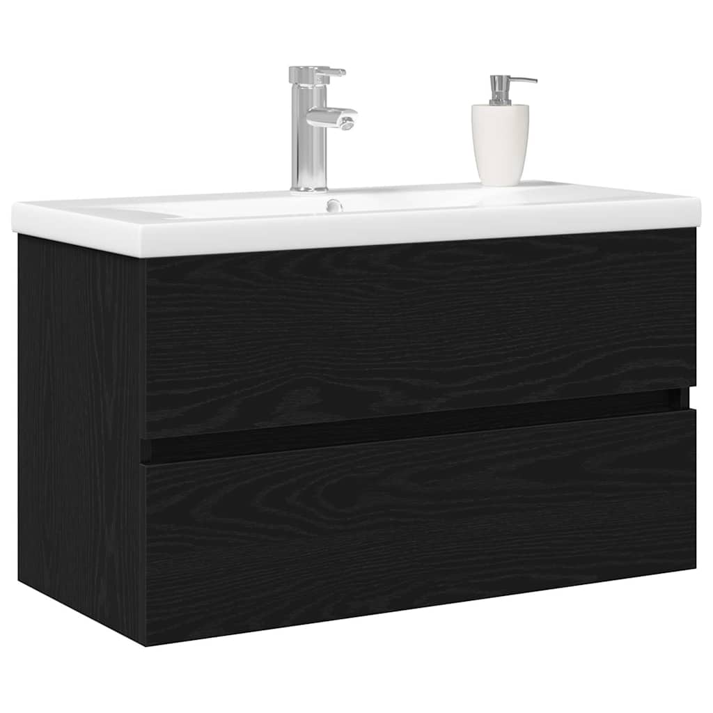 vidaXL Bathroom Sink Cabinet Black Oak 80 x 39 x 62 cm Engineered Wood