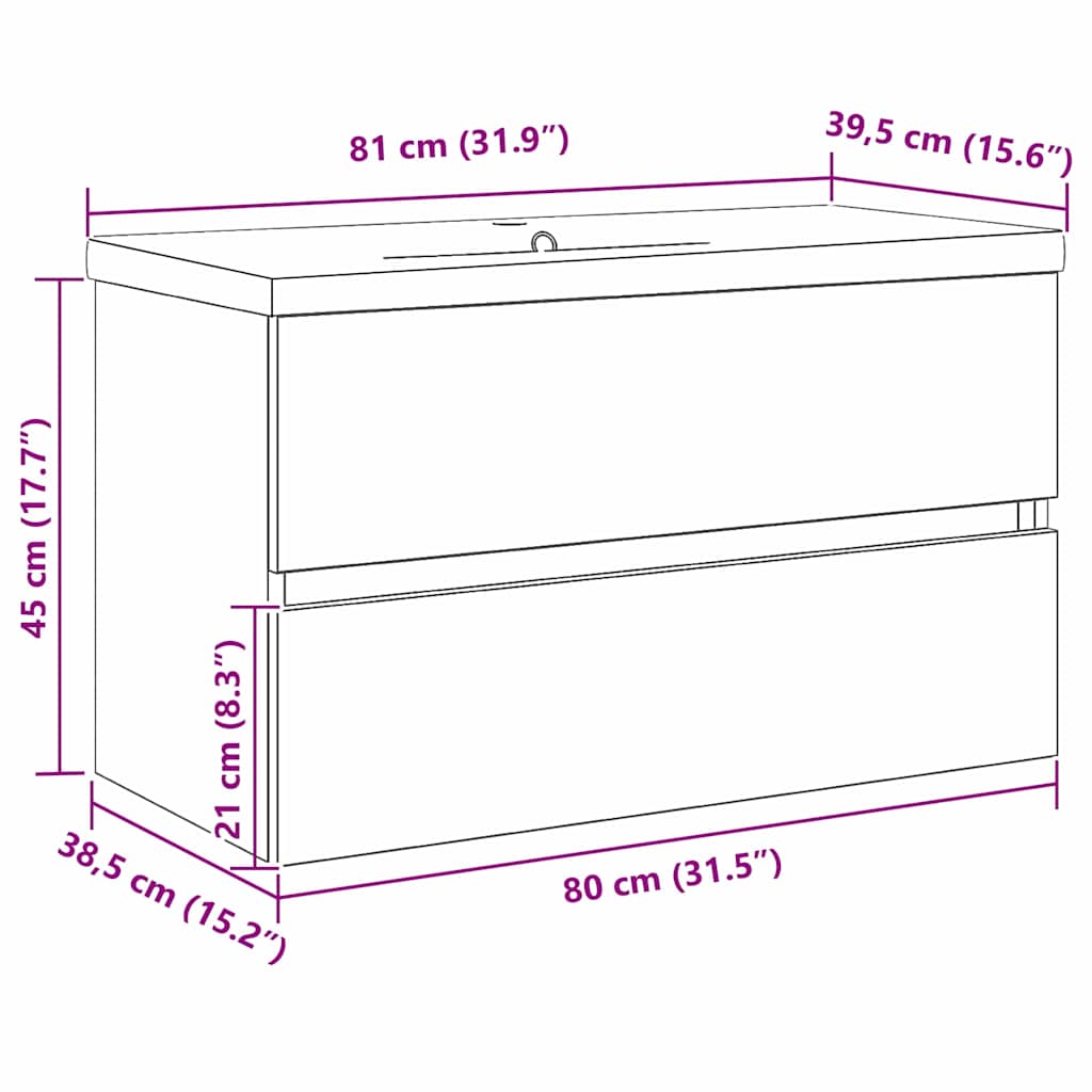 vidaXL Bathroom Sink Cabinet Black Oak 80 x 39 x 62 cm Engineered Wood