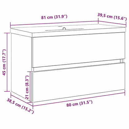 vidaXL Bathroom Sink Cabinet Black Oak 80 x 39 x 62 cm Engineered Wood