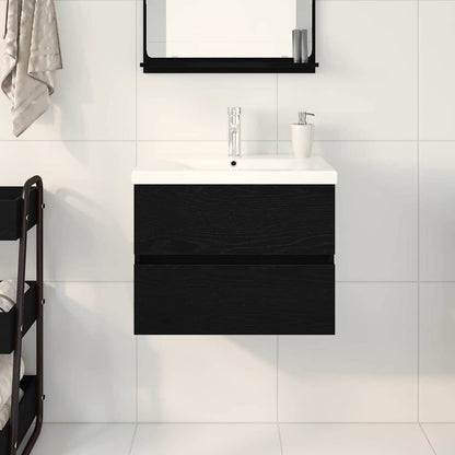 vidaXL Bathroom Sink Cabinet Black Oak 60 x 39 x 62 cm Engineered Wood
