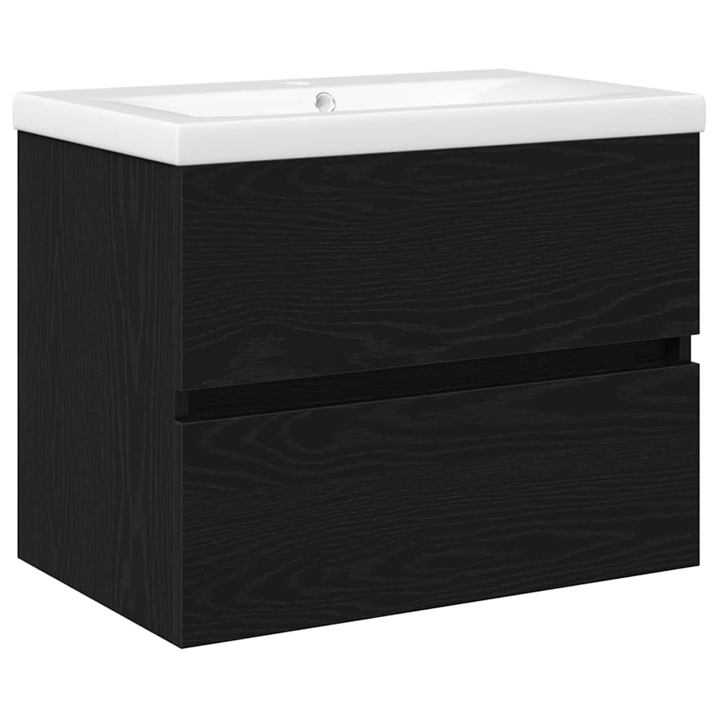 vidaXL Bathroom Sink Cabinet Black Oak 60 x 39 x 62 cm Engineered Wood