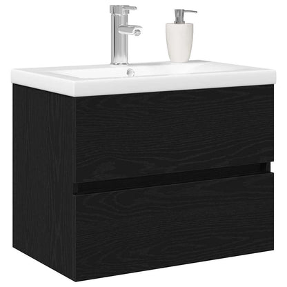 vidaXL Bathroom Sink Cabinet Black Oak 60 x 39 x 62 cm Engineered Wood