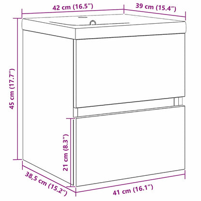 vidaXL Bathroom Sink Cabinet Black Oak 41 x 39 x 62 cm Engineered Wood