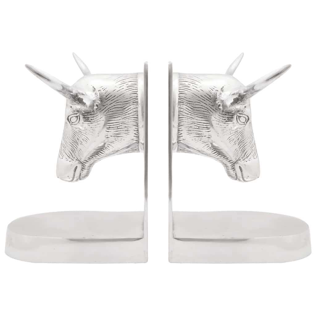 vidaXL Bookends 2 pcs Silver 21.5 x 15.5 x 20 cm Aluminium