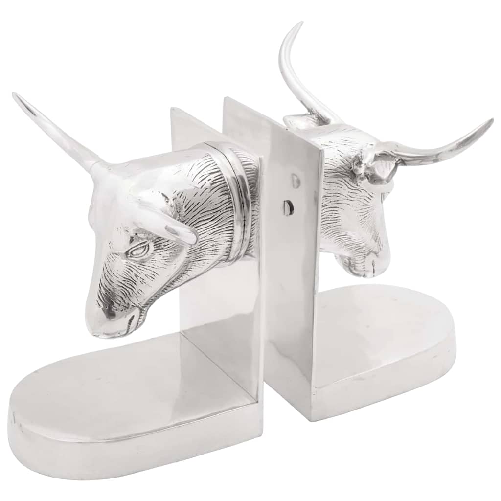 vidaXL Bookends 2 pcs Silver 21.5 x 15.5 x 20 cm Aluminium