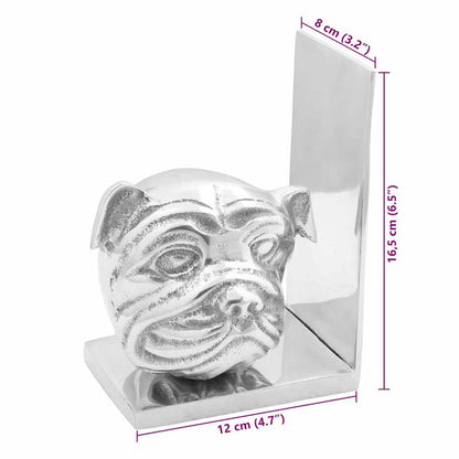 vidaXL Bookends 2 pcs Silver 8 x 12 x 16.5 cm Aluminium