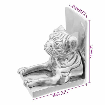 vidaXL Bookends 2 pcs Silver 12 x 15 x 18 cm Aluminium
