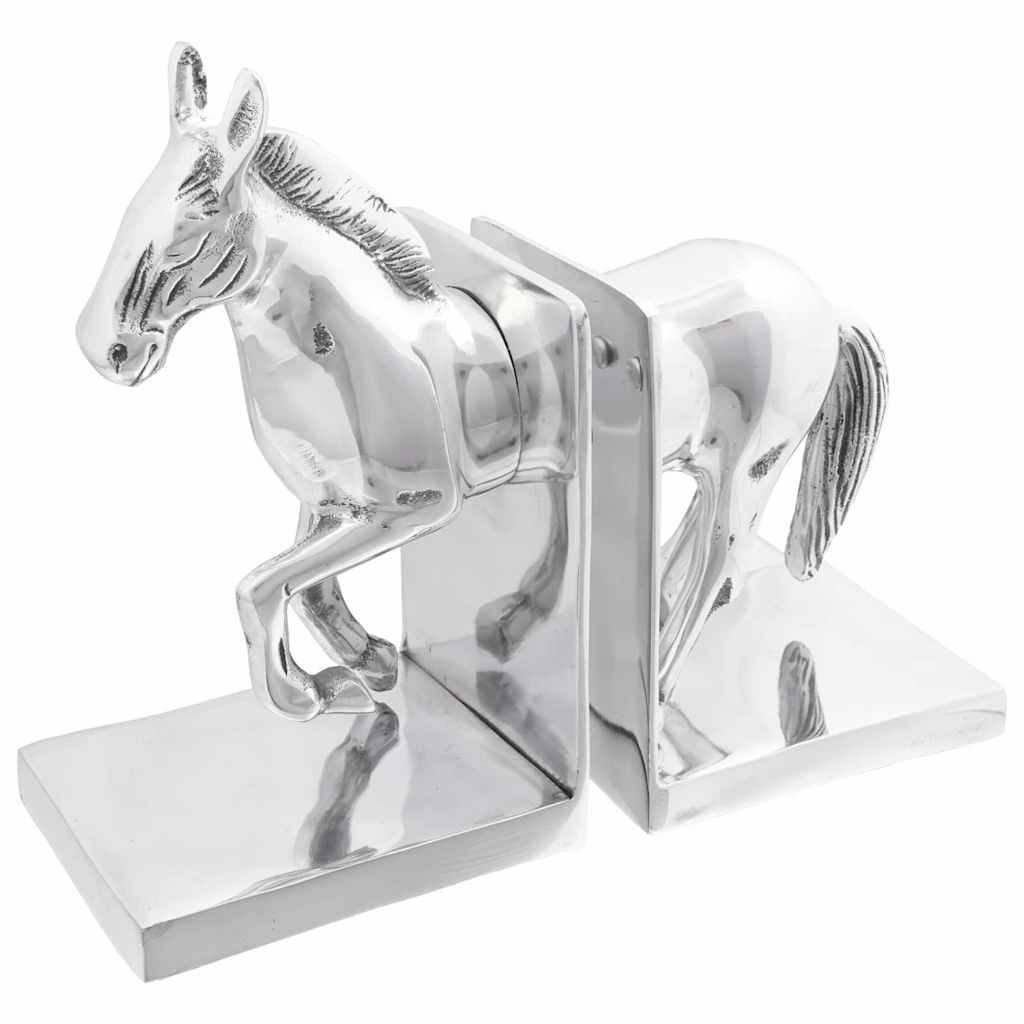 vidaXL Bookends 2 pcs Silver 11 x 14 x 25 cm Aluminium
