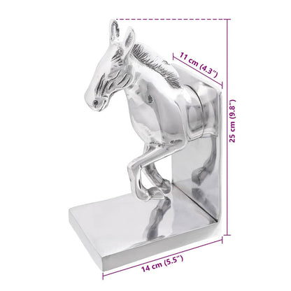vidaXL Bookends 2 pcs Silver 11 x 14 x 25 cm Aluminium