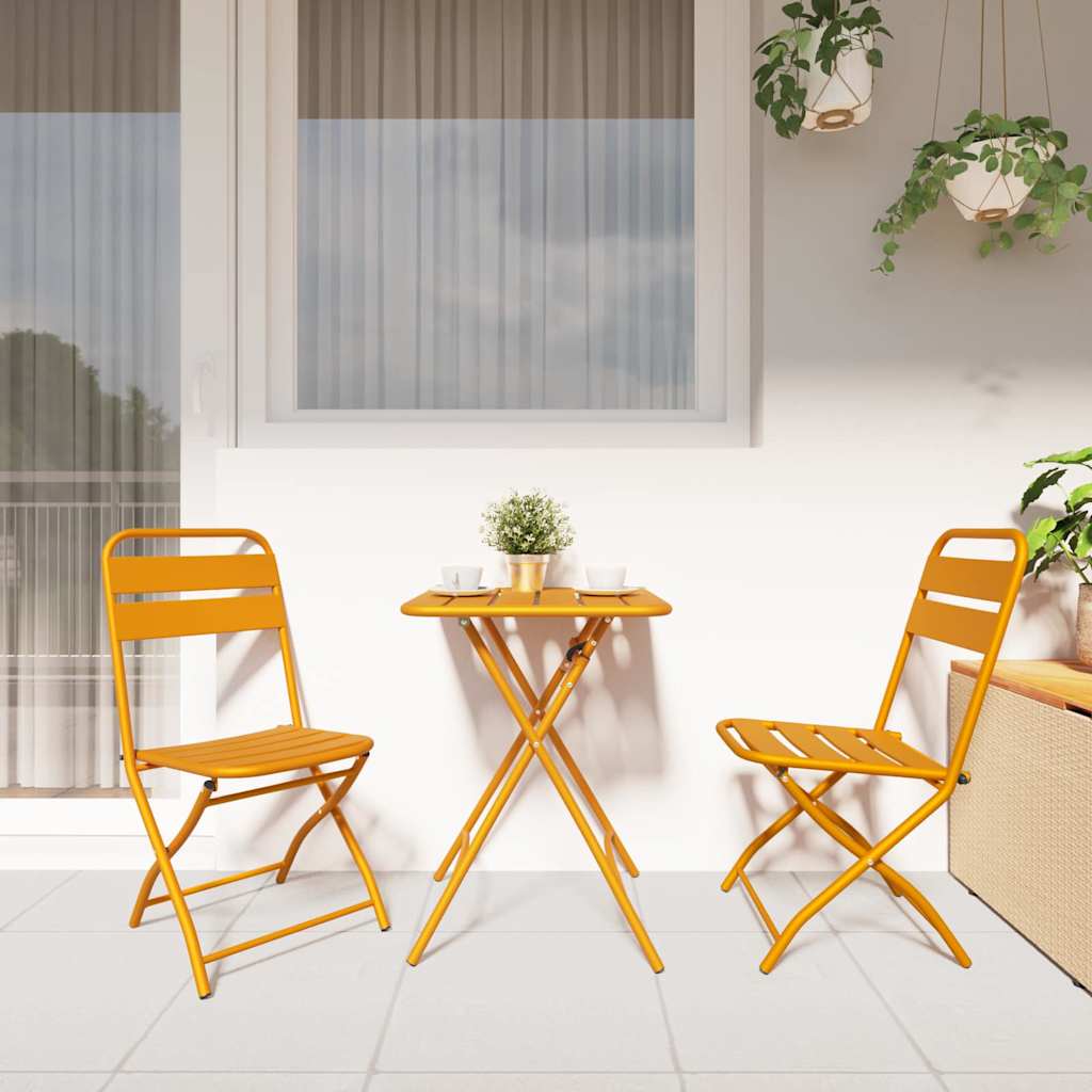 vidaXL Garden Folding Chair Folding 2 pcs Mustard 42 x 52 x82cm