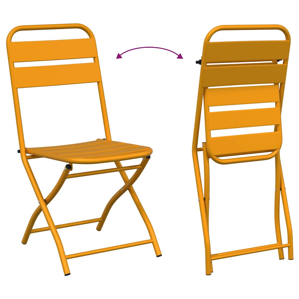 vidaXL Garden Folding Chair Folding 2 pcs Mustard 42 x 52 x82cm